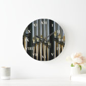 ローマ数字のパイプオルガンクロック ラウンド壁時計 (ホーム)