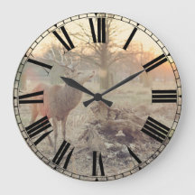 ローマ数字の大きい日の出のシカの時計