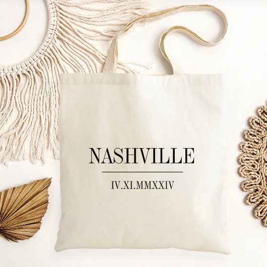 ローマ数字の日付と市結婚の歓迎 トートバッグ