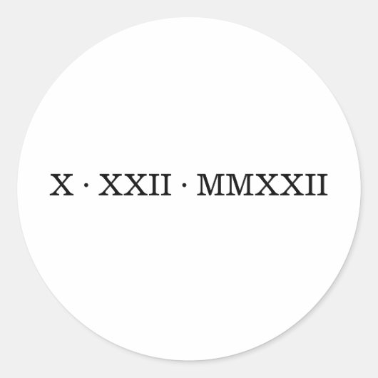 ローマ数字の日付ステッカー ラウンドシール (正面)