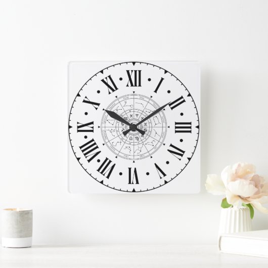 ローマ数字の星占いコンステレーションホイール スクエア壁時計 (ホーム)
