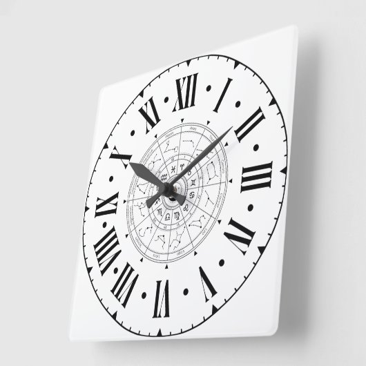 ローマ数字の星占いコンステレーションホイール スクエア壁時計 (傾斜)