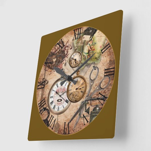 ローマ数字の時計 スクエア壁時計 (傾斜)