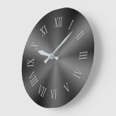 ローマ数字の灰色の金パターン（の模様が）ある属時計 ラージ壁時計 (傾斜)