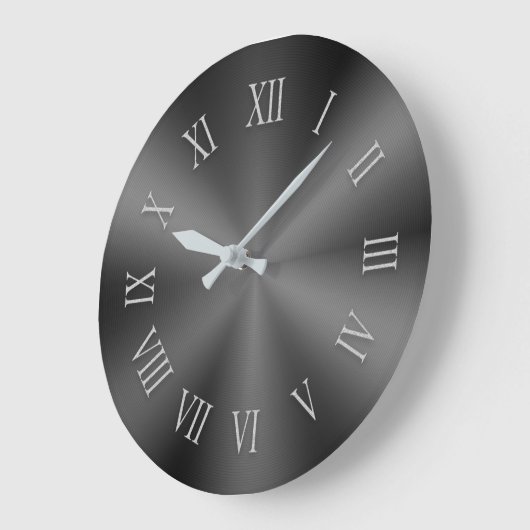 ローマ数字の灰色の金パターン（の模様が）ある属時計 ラージ壁時計 (傾斜)