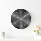 ローマ数字の灰色の金パターン（の模様が）ある属時計 ラージ壁時計 (ホーム)