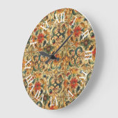 ローマ数字の黄金時代の植物学 ラージ壁時計 (傾斜)