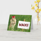 ローマ数字の2012年のシマリスの大学院の挨拶状 カード (黄色い花)