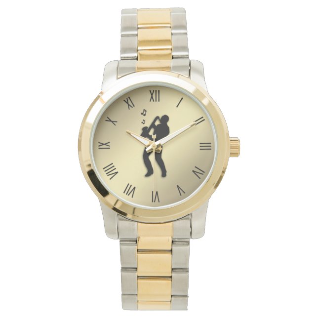 ローマ数字を使用したサクソフォーン奏者 腕時計 (正面)