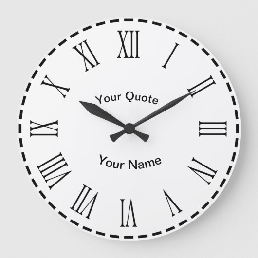 ローマ数字を放射するダッシュ円 ラージ壁時計 (正面)