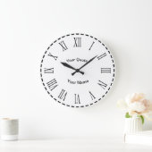 ローマ数字を放射するダッシュ円 ラージ壁時計 (ホーム)