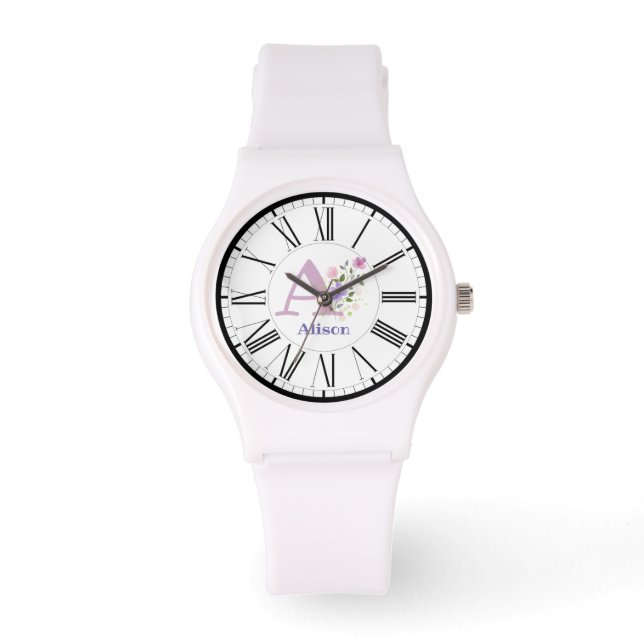 ローマ数字デザイン(イニシャルと名前のウォッチ付き) 腕時計 (正面)