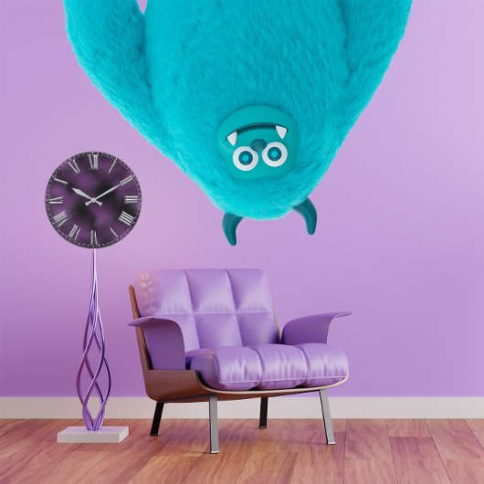 ローマ数字パープルプラムシルバーグレーメタル ラージ壁時計