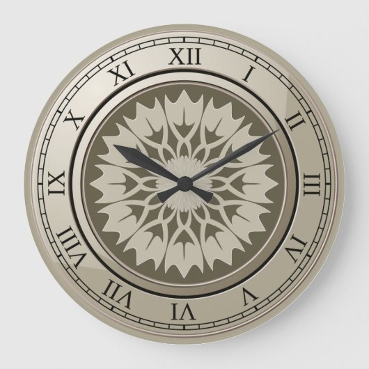 ローマ数字ヴィンテージ金ゴールド丸 ラージ壁時計 (正面)