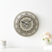 ローマ数字ヴィンテージ金ゴールド丸 ラージ壁時計 (ホーム)