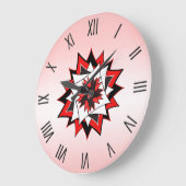 ローマ数字付きのカントリースターレッド ラージ壁時計 (傾斜)