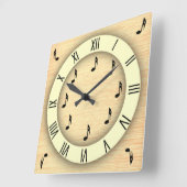 ローマ数字付きの音符 スクエア壁時計 (傾斜)