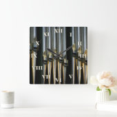 ローマ数字付きパイプオルガン正方時計 スクエア壁時計 (ホーム)