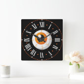 ローマ数字内の眼球 スクエア壁時計 (ホーム)