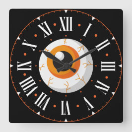 ローマ数字内の眼球 スクエア壁時計