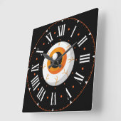 ローマ数字内の眼球 スクエア壁時計 (傾斜)
