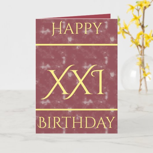 ローマ数字21歳の誕生日グリーティングカード カード (黄色い花)