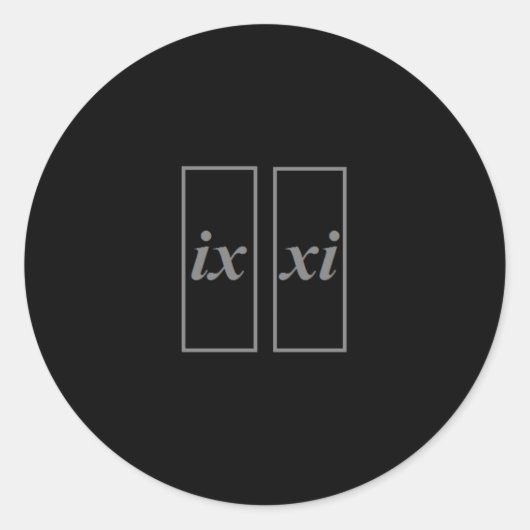 ローマ数字9-11 ix xiのステッカー ラウンドシール (正面)
