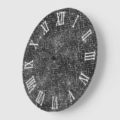 ローマ数字 ブラック ディスコ グリッター ラージ壁時計 (傾斜)