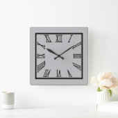 ローマ数字(灰色) スクエア壁時計 (ホーム)
