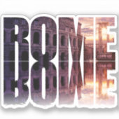 ローマ文字とコロシアム土産 シール (正面)