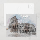 ローマ旅行アート ヴィンテージ コロッセオ ポストカード (正面/裏面)