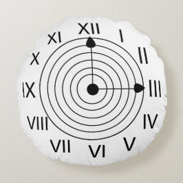 ローマ時計白黒ローマ時計 ラウンドクッション