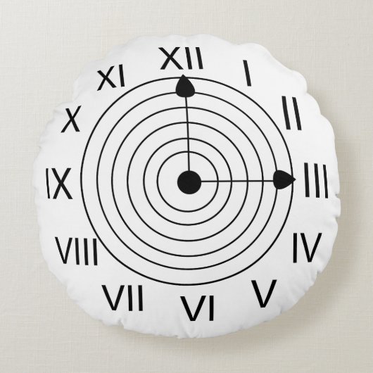 ローマ時計白黒ローマ時計 ラウンドクッション (正面)