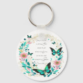 ローマ書8:28 花と蝶 キーホルダー (正面)