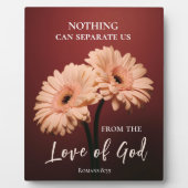 ローマ書8:39 愛の神 バイブル 引用 ピンク ブラウン テーブル プレートとスタンド フォトプラーク (正面)