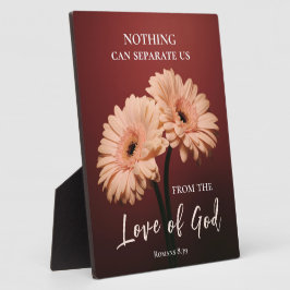 ローマ書8:39 愛の神 バイブル 引用 ピンク ブラウン テーブル プレートとスタンド フォトプラーク