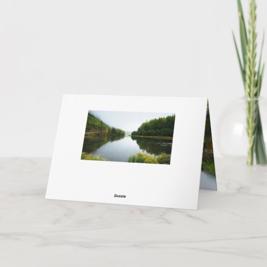 ローマ書 5:3-4 私たちは苦しみの中で喜ぶ 湖と木々 カード (裏面)