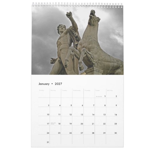 ローマ永遠の都市 カレンダー (1月 2027)