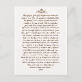 ローマ法王フランシスの祈りの言葉と我々の結び目の薄い女性 ポストカード (正面)