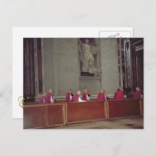 ローマ法王ヨハネ・パウロ2世に付随する深紅色 ポストカード (正面/裏面)