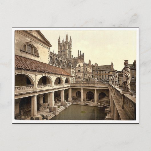 ローマ浴場と修道院、IV、バース、イングランド クラシックP ポストカード (正面)