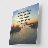 ローマ湖の夕日8:28聖なる書物、 経典 スクエア壁時計 (傾斜)