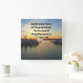 ローマ湖の夕日8:28聖なる書物、 経典 スクエア壁時計 (ホーム)