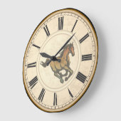 ローマ素朴数字ヴィンテージ馬 ラージ壁時計 (傾斜)