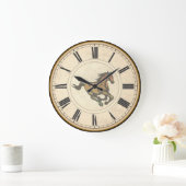 ローマ素朴数字ヴィンテージ馬 ラージ壁時計 (ホーム)