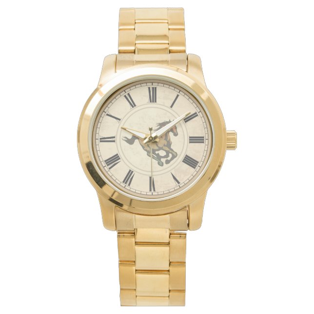 ローマ素朴数字ヴィンテージ馬 腕時計 (正面)