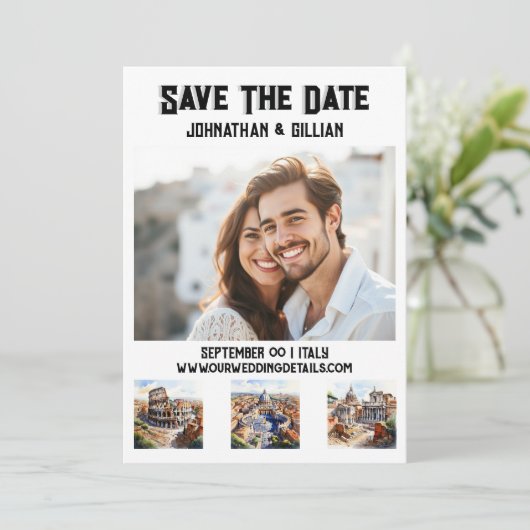 ローマ結婚の3つのフォトウォーターカラーのアトラクション セーブザデート (スタンド正面)