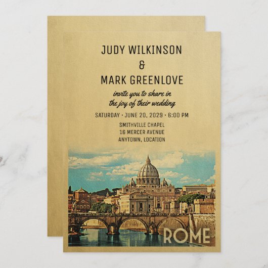 ローマ結婚式招待状イタリア 招待状 (正面/裏面)