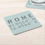 ローマ緯度と経度 スクエアペーパーコースター (アングル)