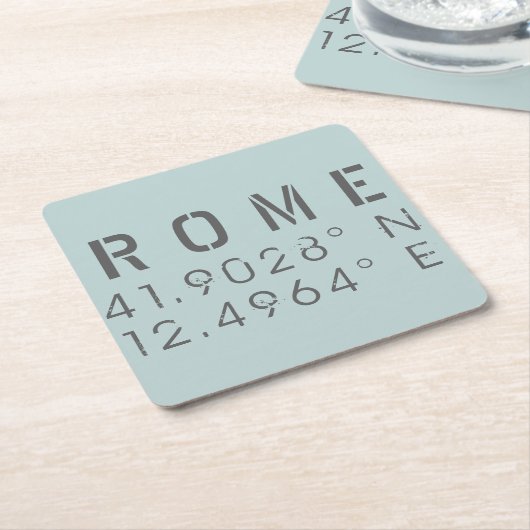 ローマ緯度と経度 スクエアペーパーコースター (アングル)